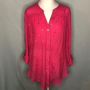 Hope & Harlow Hot Pink Blouse NWT Size L